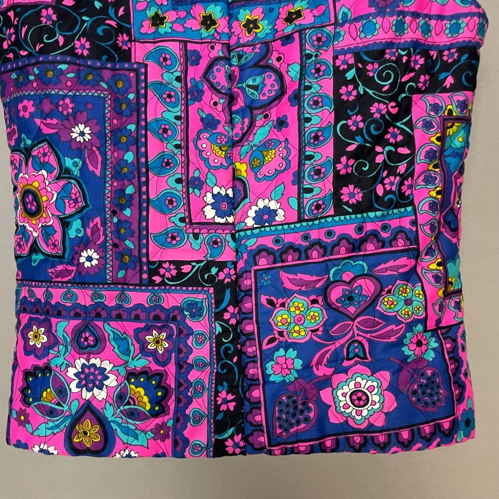 Vintage 70s Top Psychedelic Quilted Sleeveless Patchwork Print Women Boxy Hippie - Picture 6 of 15